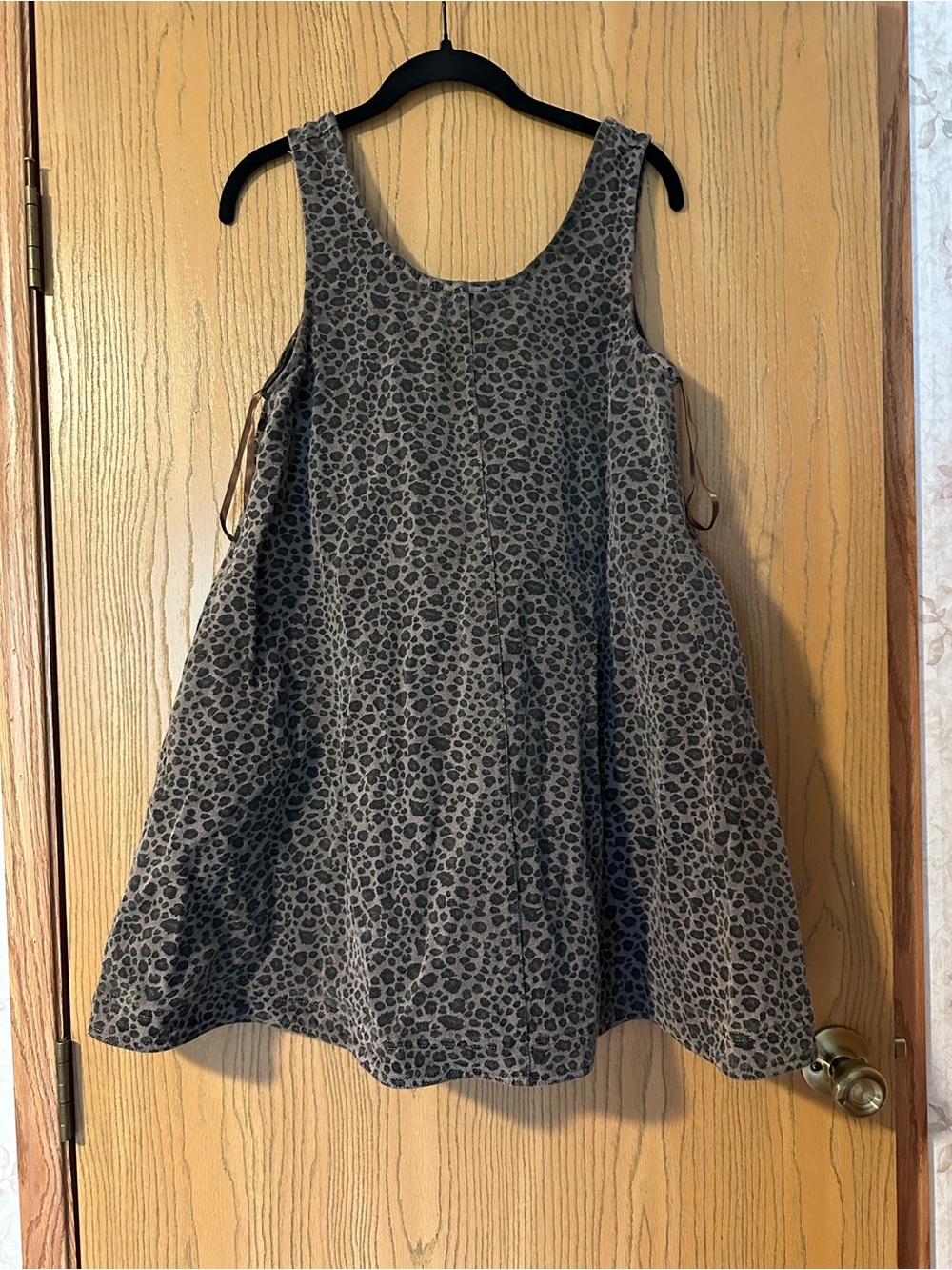 Doe & Rae Grey Leopard Print Asymmetrical Tank Dress
